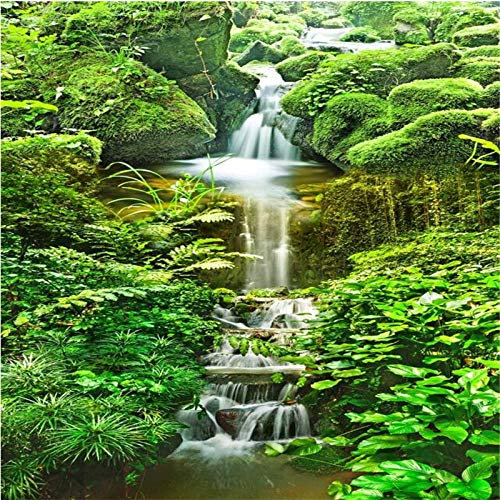 Benutzerdefinierte Tapete Naturlandschaft Grün Toilette Badezimmer 3D Bodenbelag Aufkleber Tapete PVC selbstklebende Tapete-430 * 300cm