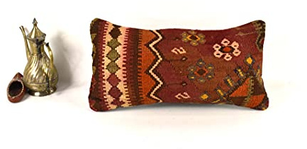 Kelim Kissenbezug 20x40 cm Kelim Kissen Orientalische Kissen Kopfkissen Bohemian Kissenhülle Oushak Kilim Dekokissen Sofakissen Zierkissen code A2280