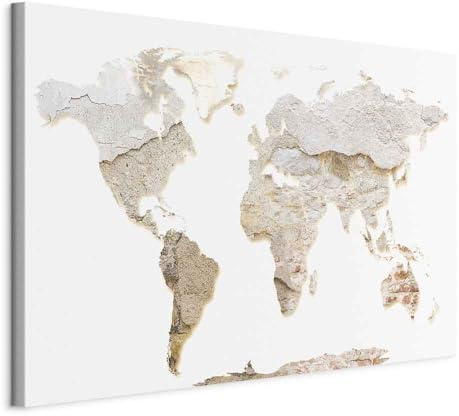 murando - Akustikbild Betonoptik World Map, Schallschutz, Wohnzimmer, Büro | Verbessert Raumakustik, reduziert Hall, ideal fürs Büro oder Wohnzimmer, hochwertige Verarbeitung, schnelle Montage, stilvoll