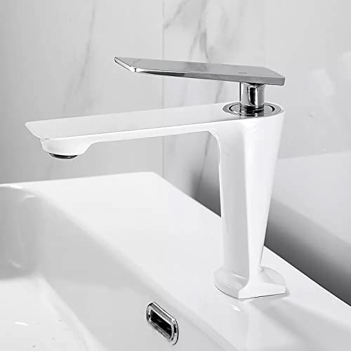 YHSGY Waschtischarmaturen Badarmatur Heiß- Und Kaltwasser-Waschtisch-Mischbatterie Weißes Finish Messing Wc Waschbecken Wasserkran