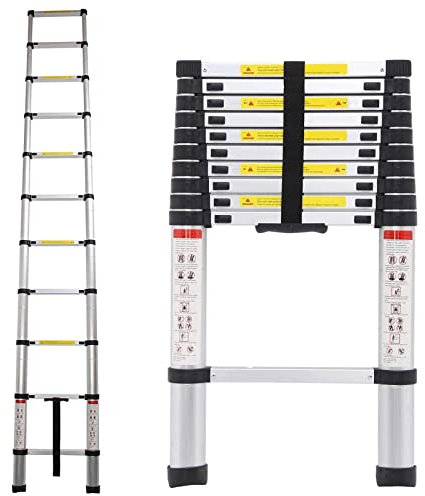 Scala Telescopica in Alluminio 3,2m, Scaletta Pieghevole con, Leggero e Flessibile Allungabile Scaletta per Casa Loft All'aperto, Norme EN131…