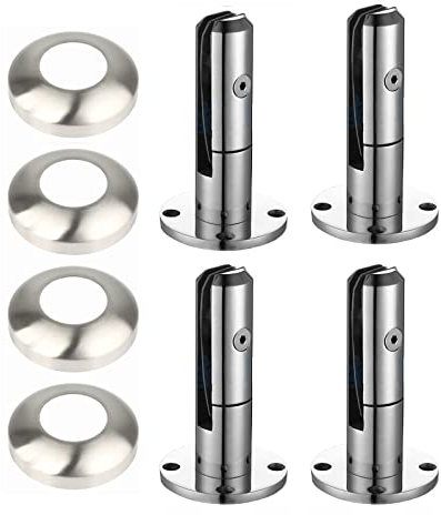 PHASFBJ Pinces À Verre Support De Verre Réglable, Pince À Verre Pince De Clôture De Piscine Accueil Jardin Escaliers Balustrade Garde-Corps Clip Pince De Sol en Verre pour Balcon,Matte,4PCS
