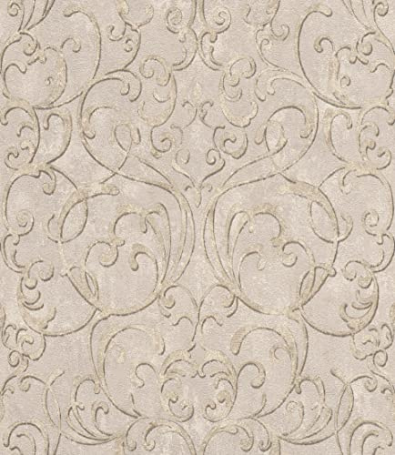 Rasch Papier peint intissé 651614 - Motif baroque - Beige et marron - 10,05 x 0,53 m (L x l)