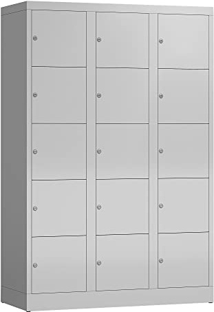 Lüllmann XL Schließfachschrank Fächerschrank 15 Fächer, 1800 x 1200 x 500 mm (RAL 7035 lichtgrau)