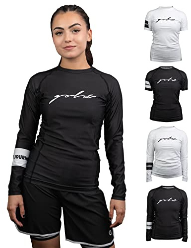 Gold BJJ Foundation Damen Rash Guard - No-Gi und Gi Jiu Jitsu Rashguard für Frauen, Schwarz (langärmlig), Large