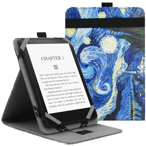 VOVIPO Custodia universale per 6 6.8 7Kindle Paperwhite/colorsoft eReaders,Stand Cover con cinturino compatibile con Kindle/Kobo/Tolino/Pocketbook/Sony 6-6.8-7 pollici ebook readers-Starry Sky