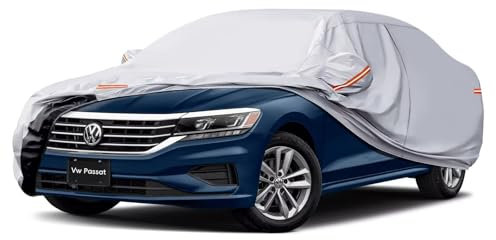 GUNHYI Funda de Coche Exterior Impermeable Transpirable, 6 Capas Funda de Coche Anti-UV Resistente al Polvo Lluvia Rasguño Sol, con Cremallera y Forro de Algodón, Común para Sedán(470 a 490 cm)
