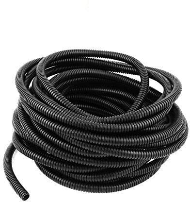 Uotyle Flexible Conduit 5M Corrugated Plastic Tube PP Pond Hose Black Conduit Pipe Non-Split Flame Retardant Bellow for Cable Wire Protection (OD18.5mm x ID14mm)