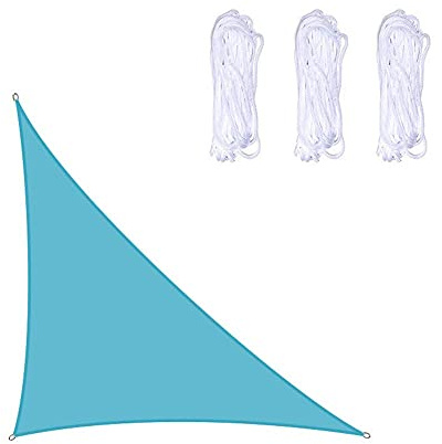 PROPFE Pare-Soleil imperméable, Voile d'ombrage Triangulaire, extérieur, Jardin, terrasse, fête, auvent, Protection UV à 98%. (4x4x4m,Bleu)
