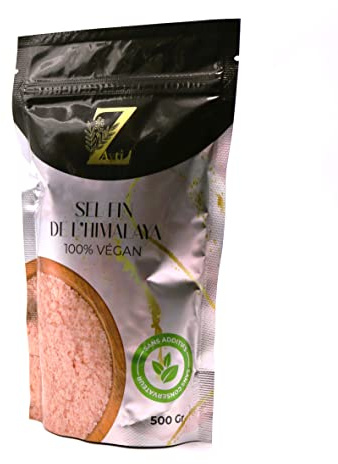 Zayti - Sale rosa dell'Himalaya, 500 g di qualità premium, con cucchiaio in cialda incluso, sale fine e naturalmente ricco di minerali essenziali
