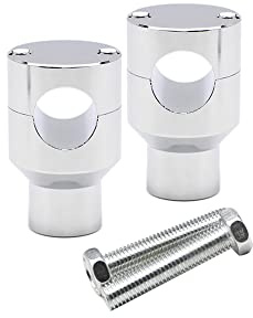 Riloer Motorcycle Handlebar Riser 7/8 inch 22mm, Handle Bar Clamp Risers 1 Pair, UniV*ersal Fit, Chrome 22mm (7/8)