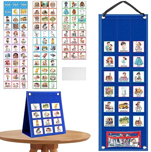 Horario visual para niños autistas ahora y siguiente tablero autismo con 96 tarjetas de PECS, libro de comunicación para autismo de primeros años, tabla de rutina para niños con TEA y TDAH