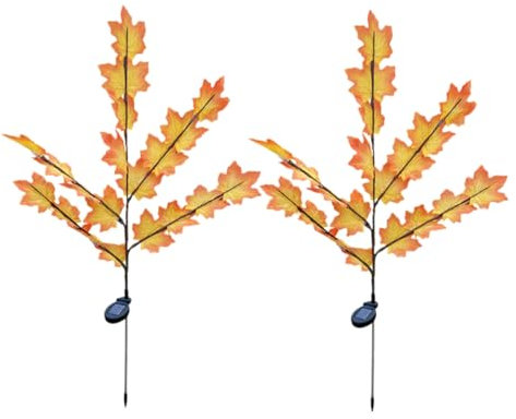 VANZACK 2pezzi Lampade Decorative Foglia Di Acero Alimentate Energia Solare Lampade Da Giardino Impermeabili Per Eventi e Feste All Aperto Facili Da Installare Per Decorazioni Di Cortili e