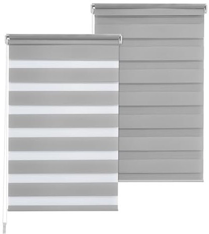 Doppelrollo DuoRollo Klemmfix ohne Bohren Seitenzug Fenster Rollo hellgrau B 95cm (91cm Stoffbreite) x H 150 cm