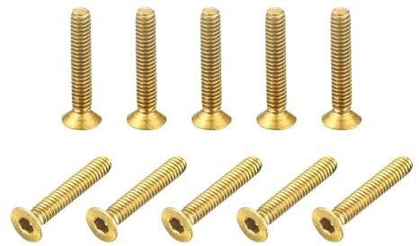 QUARKZMAN Senkkopf-Innensechskantschrauben, M2-0,4 x 12mm Messing Innensechskant-Antrieb Befestigungsschrauben 48 Stück