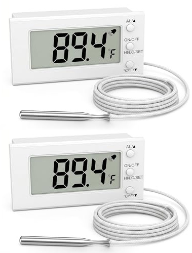2Packs Digital Oven Thermometer -58°F to 572°F/-50°C-300°C, Thermometer with Probe, High Low Temperature Alarm, LCD, White (2)