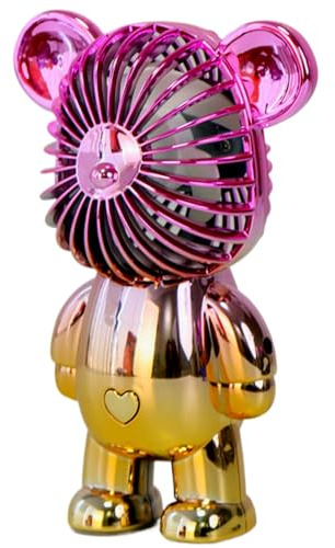Credelin Handheld Mini Fan, Portable Personal Fan Battery Powered USB Rechargeable Fan with 3 Speeds Adjustable Cute Bear Design for Outdoor, Office, Travel, Summer, Kids Girls (Gold)