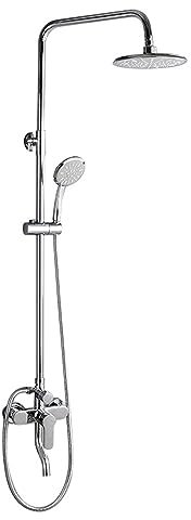 Juego de Ducha de Agua Mixta para baño, rociador Manual de Altura Ajustable, Cuerpo Principal de Cobre Fino, 3 Salidas, rociador Superior de Gran tamaño