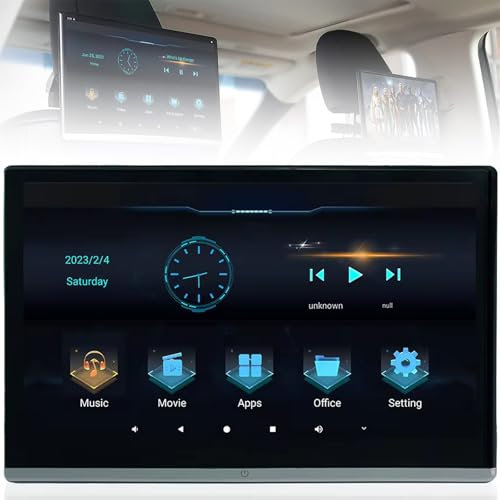POCDOKYZ 13,3-Zoll-Videoplayer für die Kopfstütze im Auto, 4 GB + 64 GB-Fernseher für die Kopfstütze im Auto, Android 12-System, HDMI-Eingang und -Ausgang, unterstützt drahtloses WLAN,1PC