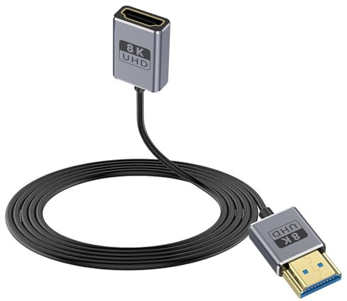 Duttek Cable extensor HDMI 8K, cable HDMI macho a hembra, cable HDMI ultra alta velocidad de 48 Gbps, cable HDMI 2.1 OD2.5 mm, compatible con 8K a 60Hz, 4K a 240Hz, para GH5S, PS5, PC de 3 pies