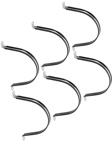 TOP-VIGOR 6Pcs 150mm(6) Cable Clamp, Rubber Pipe Strap Rubber Cushioned 304 Stainless Steel Hose Clamp U Shape Metal Clamp Tube Holder for Fixing Tube Pipe Wire