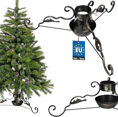 KOTARBAU® Weihnachtsbaumständer mit Wassertank aus Stahl Patina Baumständer Weihnachten Christbaumständer dekorativ mit Ornament Tannenbaumständer Christmas Tree Stand Weihnachtsbaum Ständer