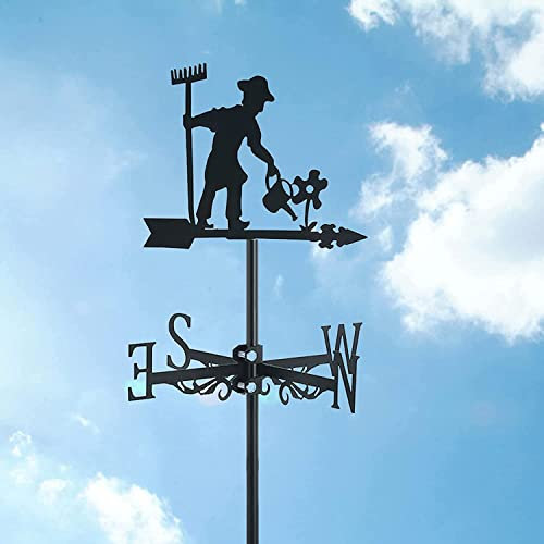 Girouette en métal avec indicateur de direction pour jardin, décoration de cour, outils de mesure pour jardin, jardin, jardin, décoration de jardin, girouette, outils de mesure, jardinier