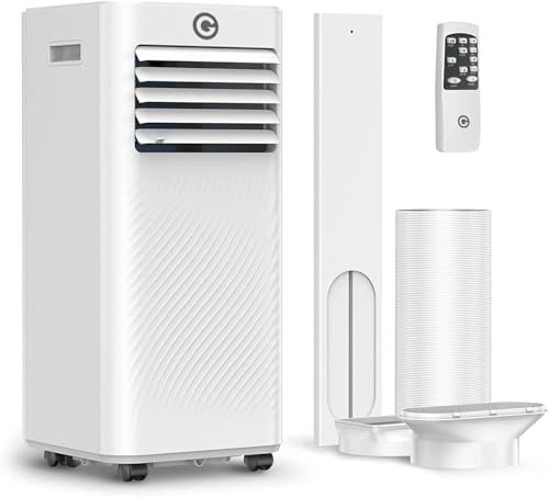 Aire Acondicionado Portátil 9000 BTU, 4 en 1: Refrigeración, Ventilador, Deshumidificador y Modo Sueño, Silencioso, con Mando, Temporizador 24h y Kit de Ventana, para Dormitorio, Oficina, Garaje, 25㎡
