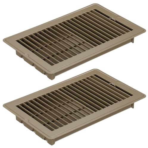 PATIKIL 10 X 6 Pulgadas Rejilla de Suelo, 2 Piezas Cubierta de Ventilación de Aire Resistente de Acero Ajustable Decorativa Rejillas de Suelo Fáciles de Ajustar, Marrón