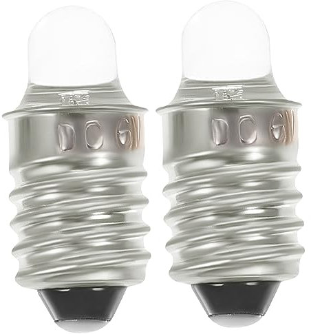 SOESFOUFU 2pcs Base 6v Mini Led Bulbs for Flashlights, Replacement Small Base Lightbulbs for Pocket and Toy Flashlight Use