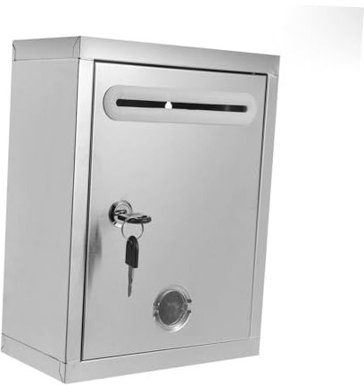 HYTROVE Buzón De Sugerencias Con Ranura y Cerradura, Acero Inoxidable, Montado Pared, , Tamaño Mediano, Para Exteriores y Oficinas