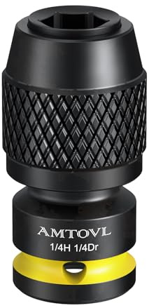 AMTOVL Adaptador 1/4 a 1/4 Hexagonal,Convertidor de Llave de Impacto,Cuadrado a Hexagaonals,42CRMO, Soporta Cambio Rápido para Llaves de Carrca