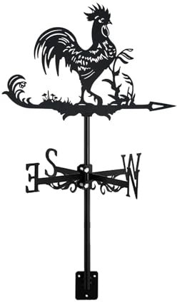 Girouette en Forme de Coq, Silhouette Artistique, en métal Noir, décoration d'extérieur, for Jardin, Toit, Cour, bâtiment pour Le Jardin, Le Toit
