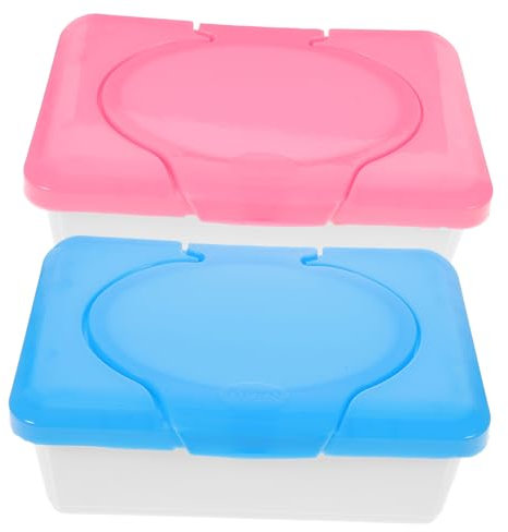 Kichvoe 2stücke Wiederverwendbare Feuchttücherbox Blau Staubdicht Umweltfreundlich Nachhaltig Wet Tissue Organizer Haushalts Aufbewahrungsbehälter Praktisch Für Büro Zuhause Bad Auto