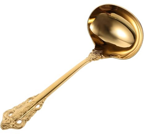 Hemobllo Cuillère à Soupe Dorée Acier Inoxydable Ergonomique Louche De Cuisine Pratique Cuiller De Service Antirouille Pour Soupes Et Potages