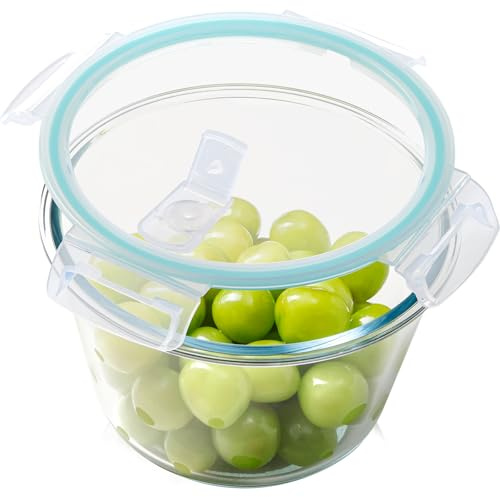 NUTRIUPS 2.1L Glas Lebensmittelaufbewahrungsbehälter mit Deckeln, 7,6 × 5 Zoll tiefe runde Mahlzeitvorbereitungsbehälter, Glasmischschalen mit Deckel