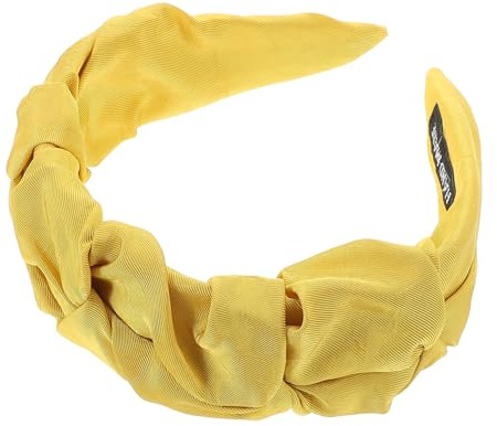 Veemoon Cerchietto Donna Pieghe Ampio e Semplice, Fascia Anti-scivolo Versatile per Lavaggio Viso e Quotidiano, Colore Giallo