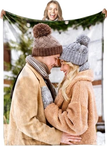 Personalisierte Foto Kuscheldecke,Foto Decke Selber Gestalten,Winter Warm Dick Weich Flanell Personalisierte Geschenke für Frauen und Männer, Fotogeschenke zum Geburtstag Weihnachten 150x200cm