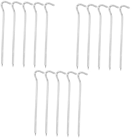Cabilock 15 Piezas Estacas para Tienda de Campaña de Aleación de Aluminio Forma de Signo de Interrogación Resistentes la Corrosión para Suelo Duro y Camping al Aire