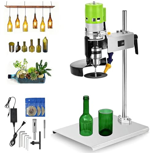 Taglierina per bottiglie, tagliatrice elettrica per bottiglie di vetro con 3 lame abrasive smerigliate, kit di utensili per il taglio di bottiglie di vino per progetti fai da te bottiglie rotonde