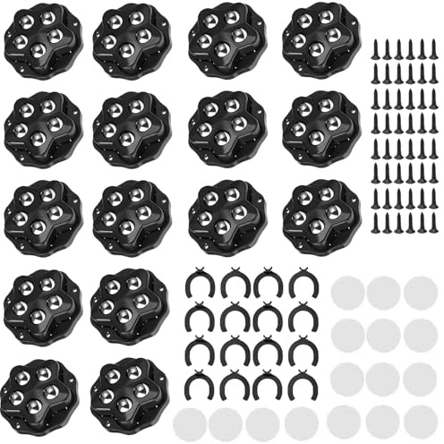 16 Piezas Mini Ruedas Adhesivas Giratorias, Ruedas con 5 Bolas Cada Una, Capacidad 200G, Rueda móvil universal 360, Ruedas para Muebles, para Muebles, Utensilios de Cocina y Electrodomésticos (Negro)