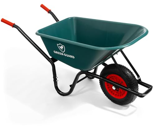 GreenGuard 100L Heavy Duty Garden Wheelbarrow - 250kg Large Capacity Durable Wheel barrow with Pneumatic Tyre, Steel Frame Garden Trolley Cart for Garden, DIY, Builders & Outdoor Tasks
