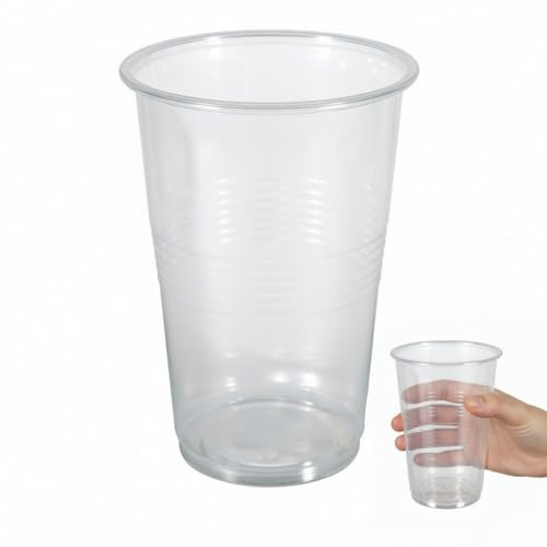 Sanjoma Chemical Solutions vasos de plástico 1000 ml transparentes translúcidos, vaso PP (polipropileno) para servir bebidas en fiestas, eventos, catering y hostelería (250, 1000ml)