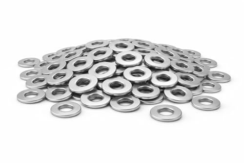 Arandela Plana M4 M5 M6 M8 M10 M12 M16, Acero Inoxidable A2 AISI 304, DIN 125, 100 Unidades, para Tornillos y Tuercas Inox (M8)