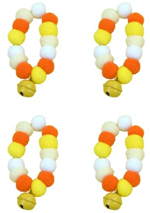 Xinsheinelry 4 verstellbare Plüschhalsbänder mit Pompons, Glocken, Anhänger für Katzen und kleine Hunde, Katzen, Partyschmuck, Haustierschmuck