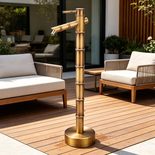 Columna de fuente de agua para jardín, grifo de cobre, estación de tuberías, hidrante de agua vertical para exteriores, grifo de jardín independiente, fuente decorativa de agua(87.5cm,Side inlet)