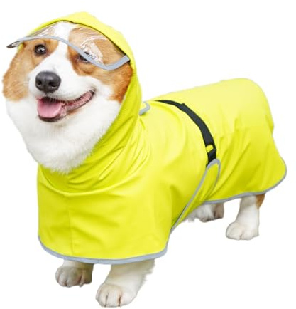 Dog Poncho, Pet Raincoat, Reflekterande husdjurskläder Rephålremsa, Snötät | vindtät, justerbar, vattentät hundregnjacka med för skydd i alla väder