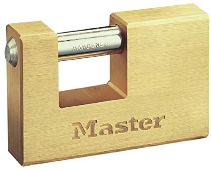 Master Lock 606EURD Lucchetto Rettangolare in Ottone Massiccio a Chiave, Oro, 6,5 x 6,3 x 1,4 cm