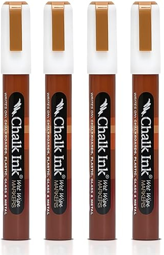 Chalk Ink Chalk Markers - Professional Chisel Tip Chalkboard Markers - Quick Dry Vibrant Colors - Wet Wipe Liquid Chalk Pens (6mm, Chisel Tip, White 4 Pack)