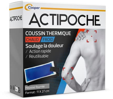 Cooper ACTIPOCHE - Coussin thermique - Thermothérapie - Contractures musculaires et douleurs articulaires - Moyen modèle - 11x27 cm - Gel - 1 unité